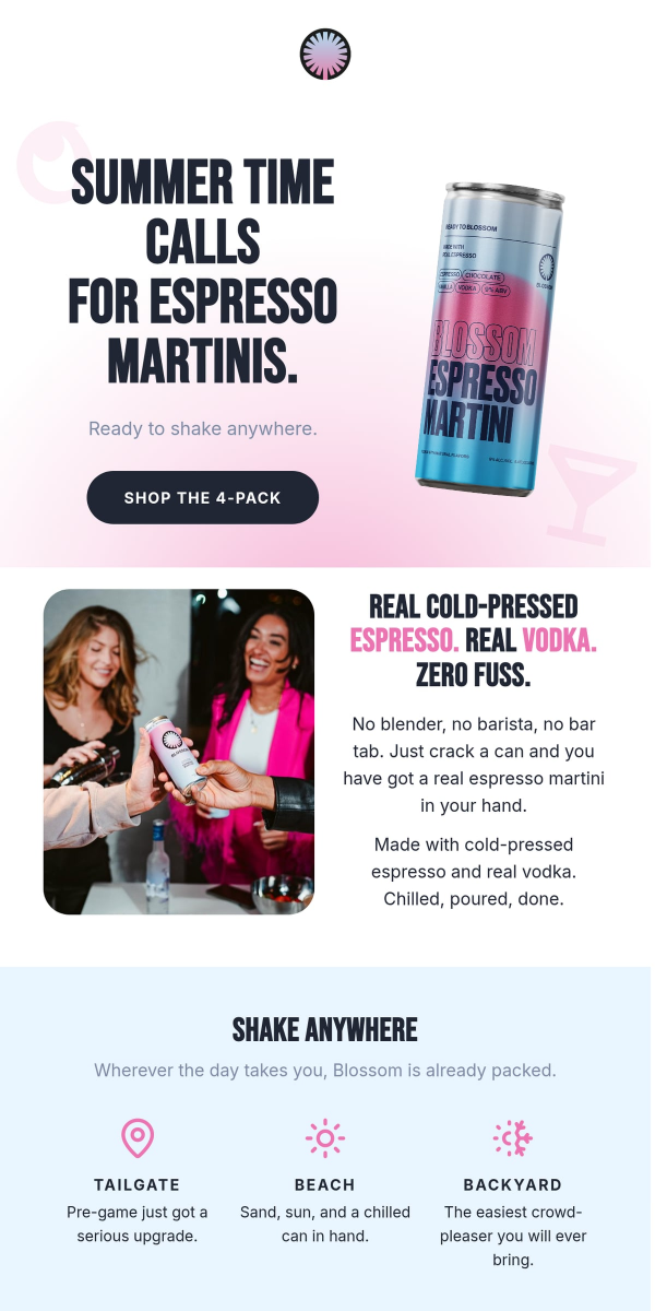 Real campaign generated by nexmail for a DTC beverage brand