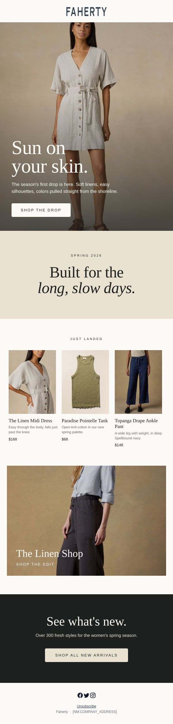 Full Faherty email design sliced into sections by SmartSlice
